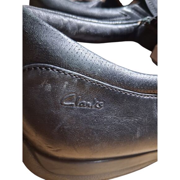 Clarks Plus Black Leather Mens size 11M Casual Career Church Slip-on Loafers - Picture 10 of 16